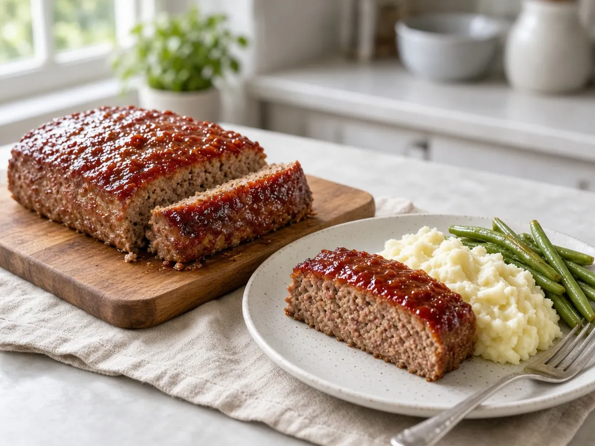 Glazed Meatloaf: A tender, classic beef meatloaf with a tangy-sweet ketchup glaze.