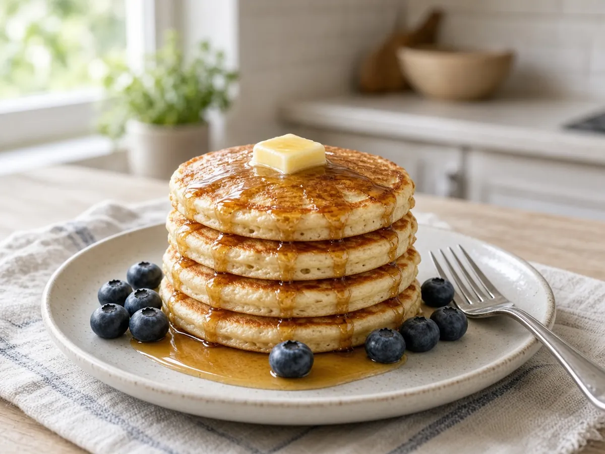 Fluffy Pancakes: Tall, fluffy weekend pancakes made with pantry staples in about 20 minutes.