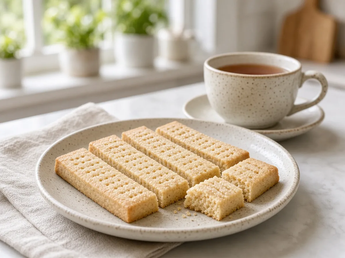 Butter Shortbread: Crumbly, melt-in-your-mouth butter shortbread baked in a pan.