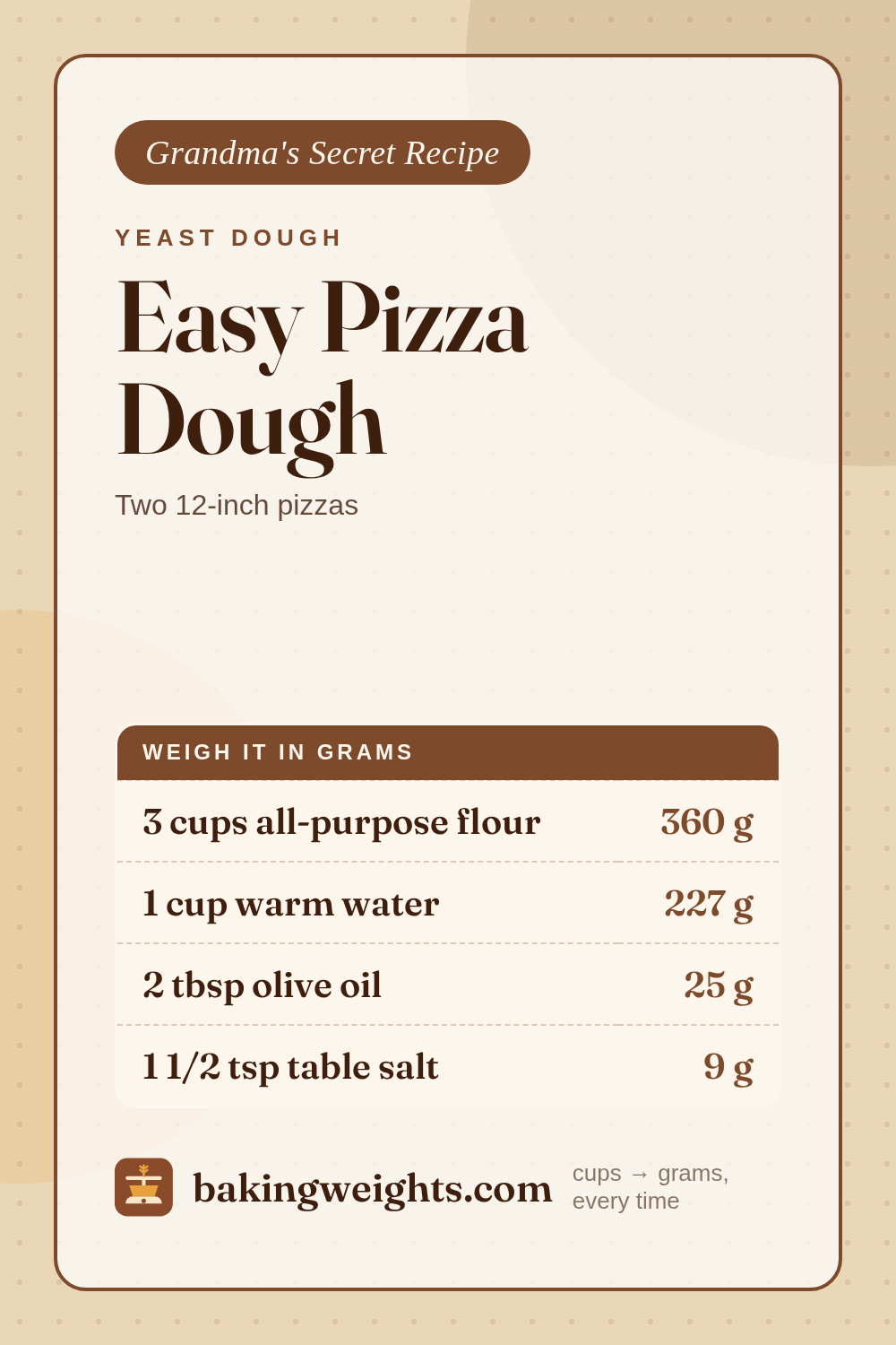 Easy Pizza Dough Recipe (Grams & Cups) | Baking Weights