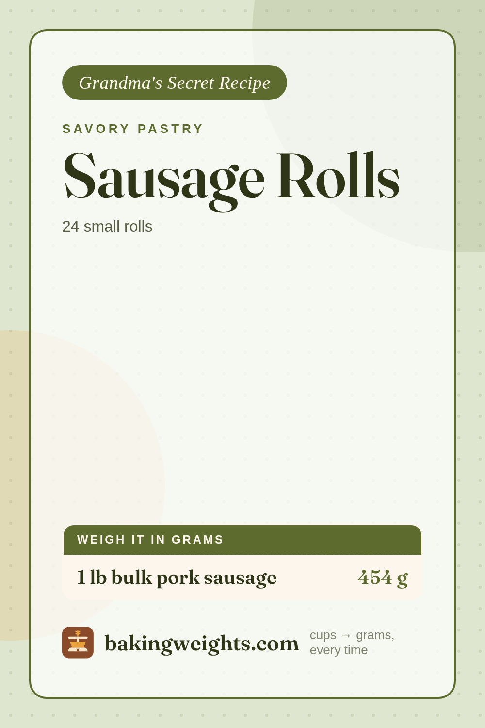 Sausage Rolls Recipe (Grams & Cups) | Baking Weights
